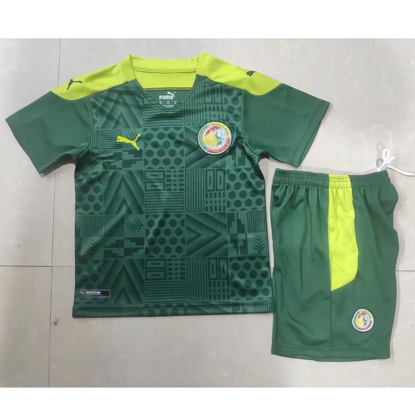 Kids 2021/22 Senegal Away Green Soccer Kits Shirt With Shorts